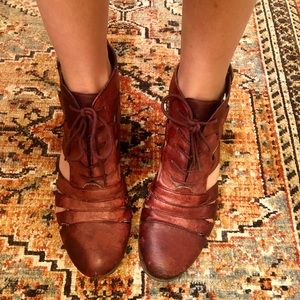 Steven Madden Distressed Red Leather Booties